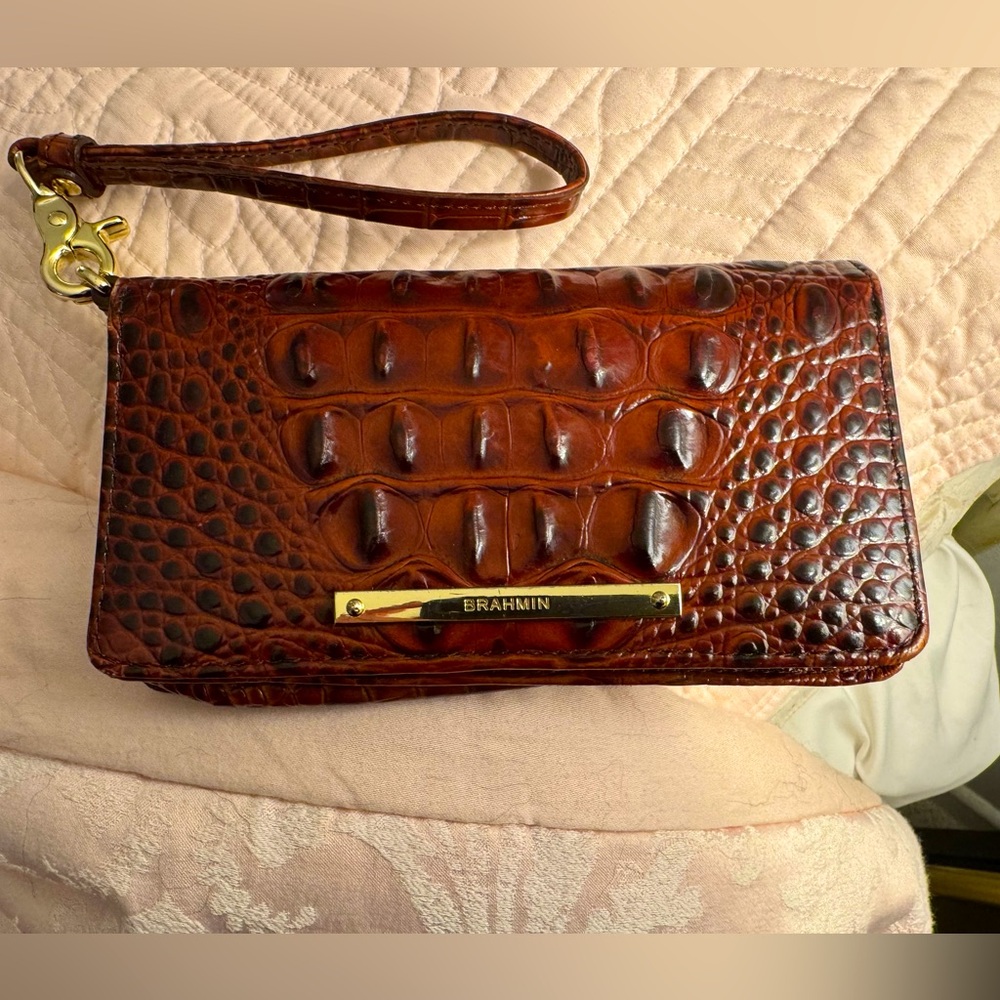 Brahmin Wristlet / Waller Pecan Brown Melbourne Leather